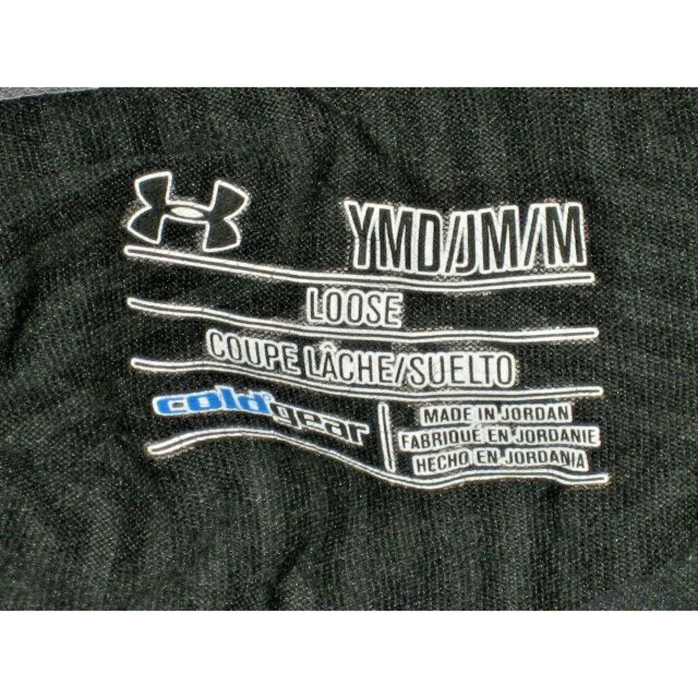 Youth UnderArmour Black Poly Loose Fit Cold Gear LS Base Layer Shirt sz YL